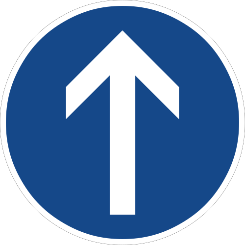Vorgeschriebene Fahrtrichtung – geradeaus