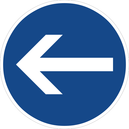 Vorgeschriebene Fahrtrichtung – hier links