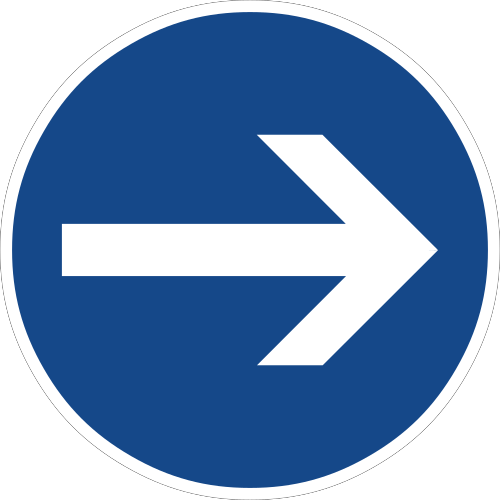 Vorgeschriebene Fahrtrichtung — hier rechts