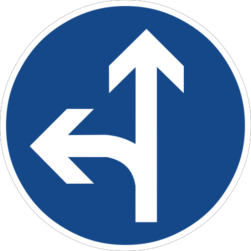 Vorgeschriebene Fahrtrichtung – geradeaus oder links
