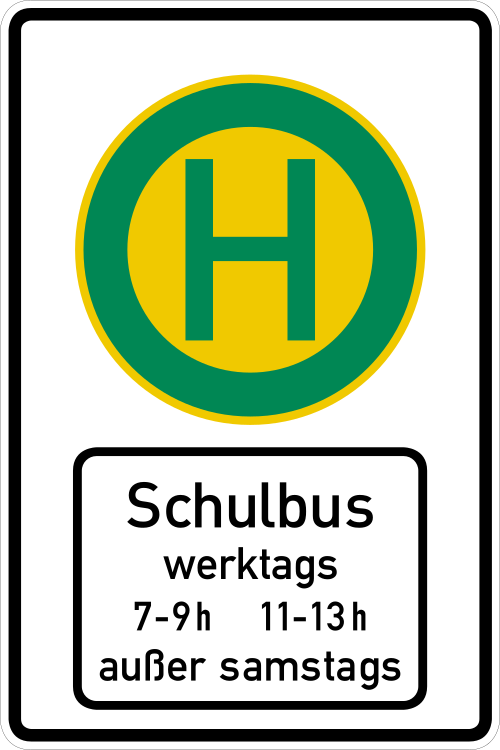 Schulbushaltestelle (mit Zusatzzeichen 1042-36)