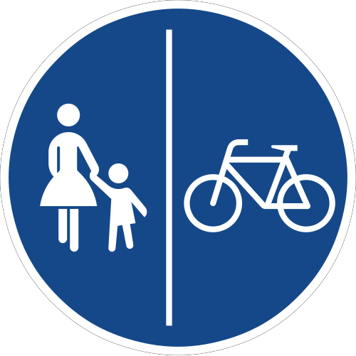 Getrennter Rad- und Gehweg, Radweg rechts