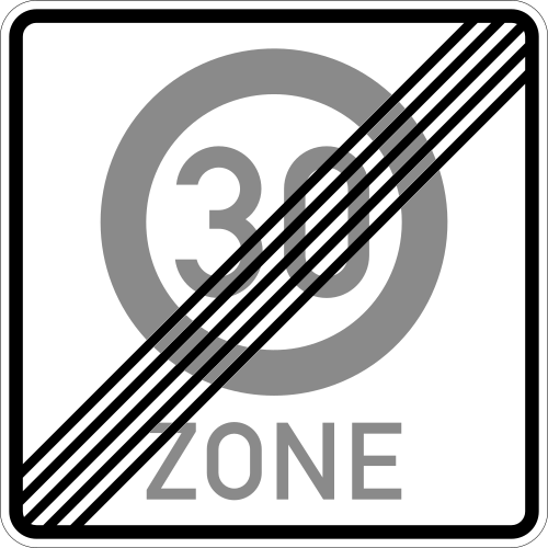 Ende einer Tempo 30-Zone