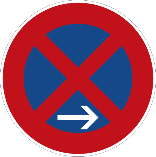 Absolutes Haltverbot (Ende), Aufstellung rechts