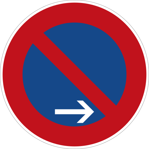 Eingeschränktes Haltverbot (Ende), Aufstellung rechts