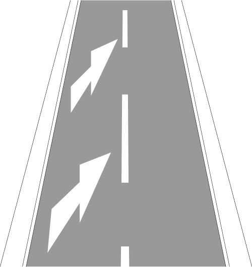 Vorankündigungspfeil zur Anzeige eines Fahrstreifenendes
