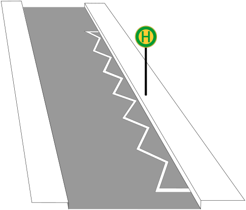 Grenzmarkierung für Halt- oder Parkverbote