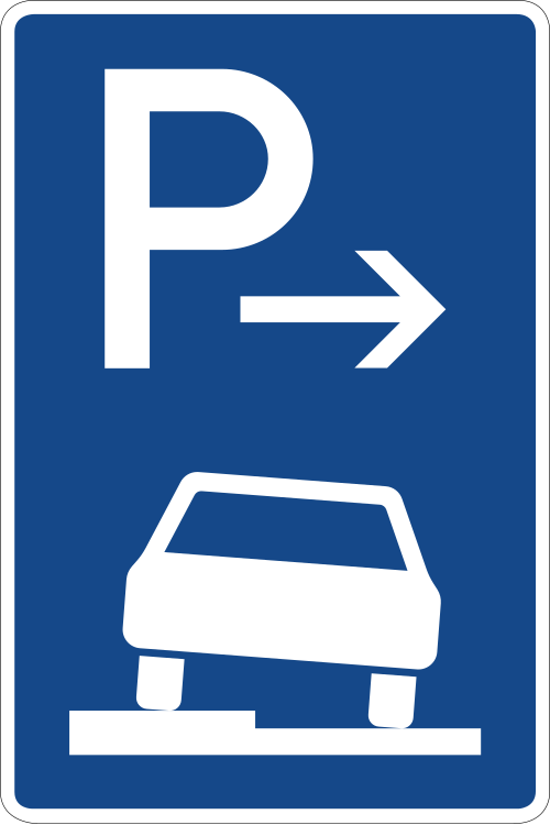 Parken auf Gehwegen – halb in Fahrtrichtung links, Anfang