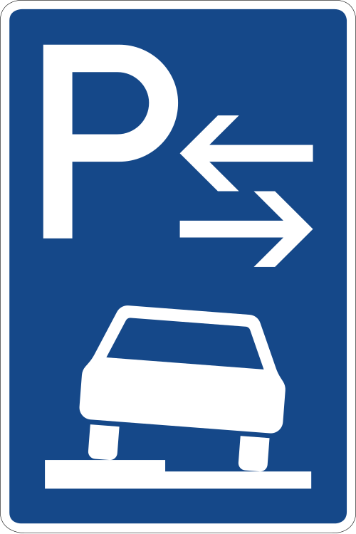 Parken auf Gehwegen – halb in Fahrtrichtung links, Mitte