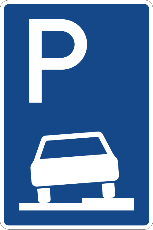 Parken auf Gehwegen – halb in Fahrtrichtung rechts