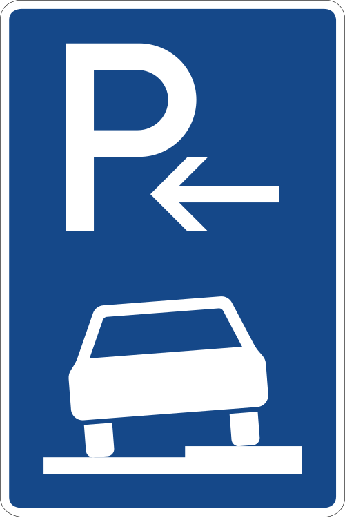 Parken auf Gehwegen – halb in Fahrtrichtung rechts, Anfang