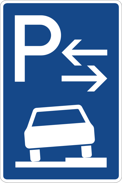 Parken auf Gehwegen – halb in Fahrtrichtung rechts, Mitte