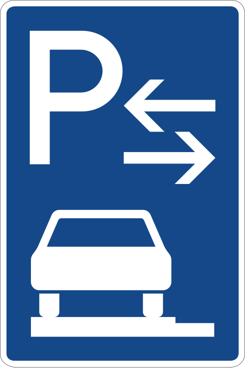 Parken auf Gehwegen – ganz in Fahrtrichtung links, Mitte