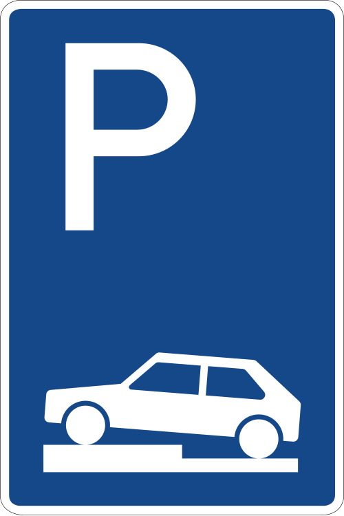 Parken auf Gehwegen – halb quer zur Fahrtrichtung links