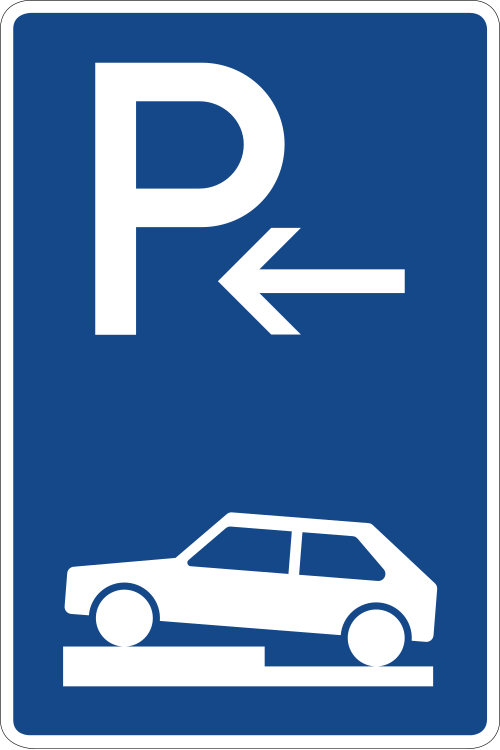 Parken auf Gehwegen – halb quer zur Fahrtrichtung links, Anfang