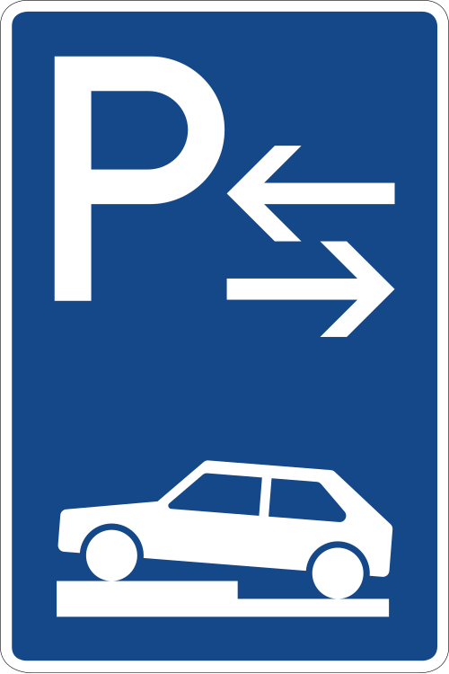 Parken auf Gehwegen – halb quer zur Fahrtrichtung links, Mitte