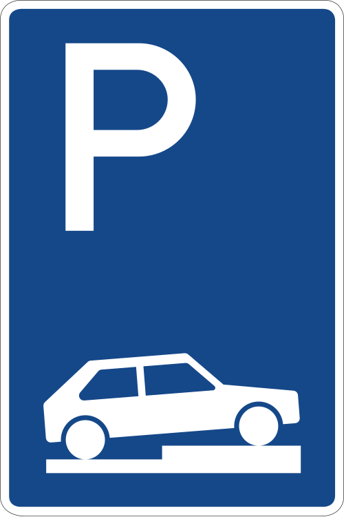 Parken auf Gehwegen – halb quer zur Fahrtrichtung rechts
