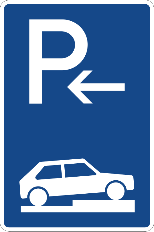 Parken auf Gehwegen – halb quer zur Fahrtrichtung rechts, Anfang