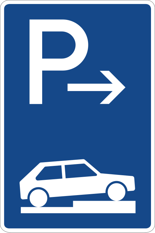 Parken auf Gehwegen – halb quer zur Fahrtrichtung rechts, Ende
