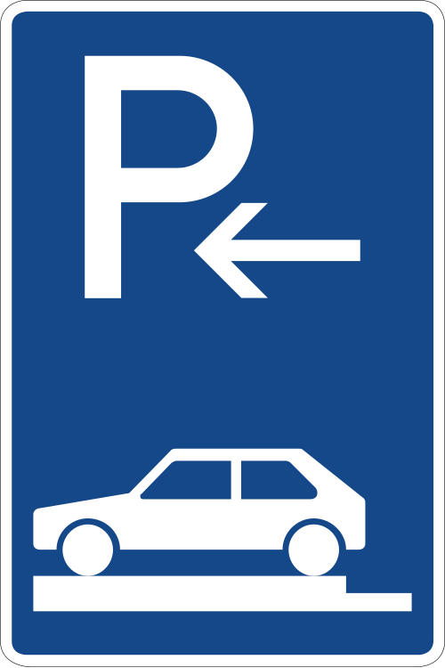 Parken auf Gehwegen – ganz quer zur Fahrtrichtung links, Ende