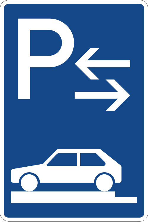 Parken auf Gehwegen – ganz quer zur Fahrtrichtung links, Mitte