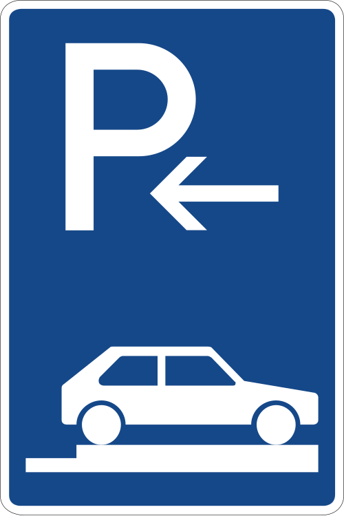 Parken auf Gehwegen – ganz quer zur Fahrtrichtung rechts, Anfang