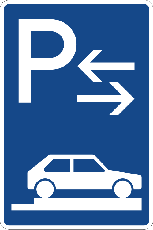Parken auf Gehwegen – ganz quer zur Fahrtrichtung rechts, Mitte
