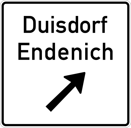 Ausfahrttafel auf anderen Straßen außerhalb der Autobahn, in Weiß mit Zielen nach Zeichen 432