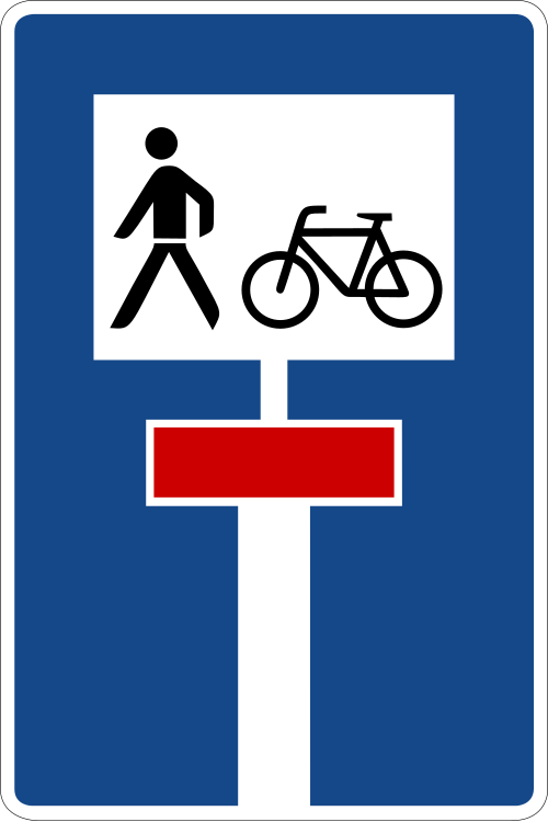 Sackgasse; für Rad­verkehr und Fuß­gänger durchlässige Sackgasse