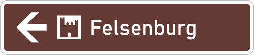 Touristischer Hinweis als Wegweiser – Wegweiser linksweisend