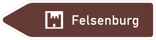 Touristischer Hinweis als Wegweiser – Pfeilwegweiser linksweisend
