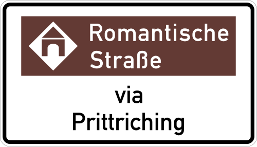 Touristischer Hinweis mit Bezugsziel „via“