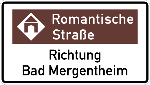 Touristischer Hinweis mit Bezugsziel „Richtung“