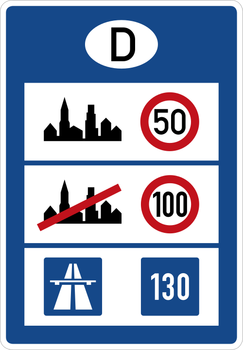 Informationstafel an Grenz­übergangs­stellen an der Autobahn