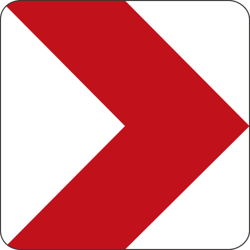 Richtungstafel in Kurven (Aufstellung links); 500 × 500 mm