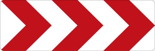Richtungstafel in Kurven (Aufstellung links); 500 × 1500 mm
