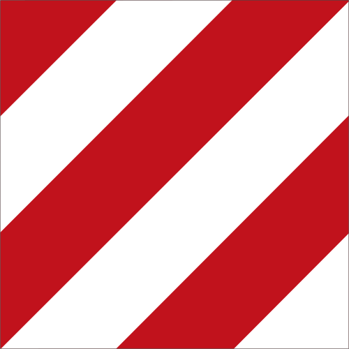 Parkwarntafel, links vorbei; 423 × 423 mm