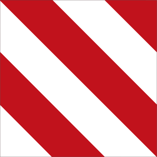 Parkwarntafel, rechts vorbei; 423 × 423 mm